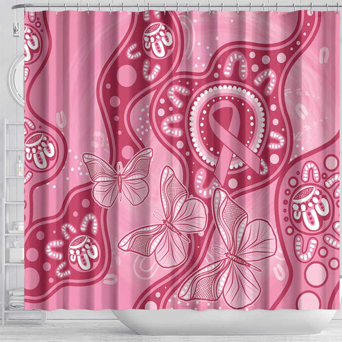 Australia Indigenous Shower Curtain Breast Cancer Pink Aboriginal Butterfly