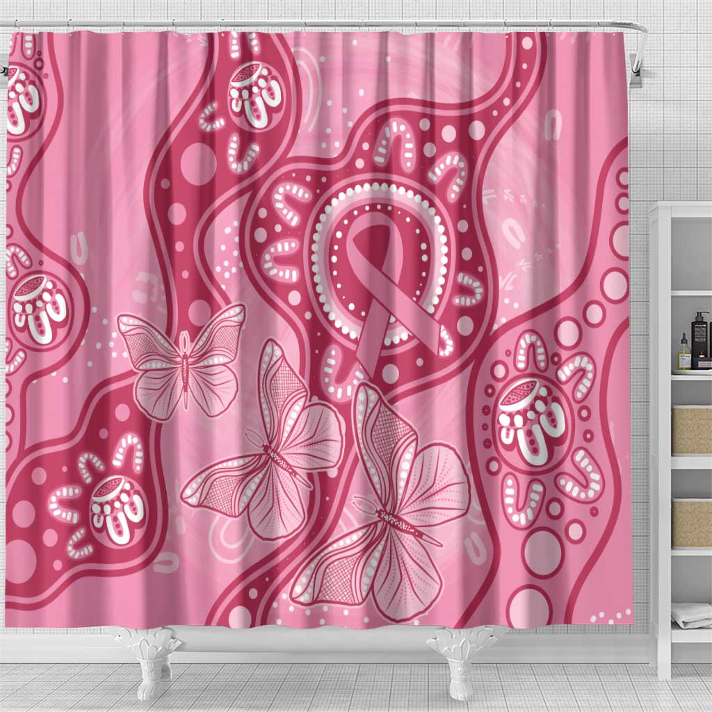 Australia Indigenous Shower Curtain Breast Cancer Pink Aboriginal Butterfly