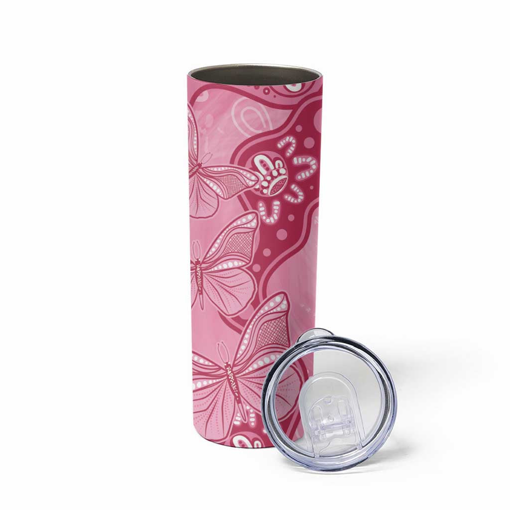 Australia Indigenous Skinny Tumbler Breast Cancer Pink Aboriginal Butterfly