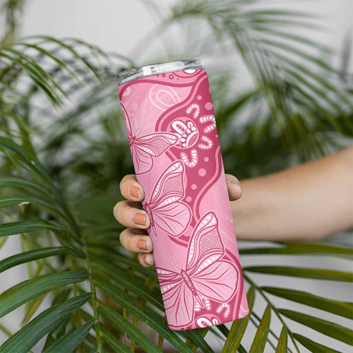 Australia Indigenous Skinny Tumbler Breast Cancer Pink Aboriginal Butterfly