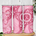 Australia Indigenous Skinny Tumbler Breast Cancer Pink Aboriginal Butterfly