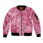 Australia Indigenous Sleeve Zip Bomber Jacket Breast Cancer Pink Aboriginal Butterfly