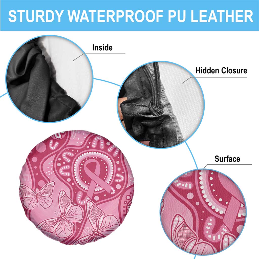 Australia Indigenous Spare Tire Cover Breast Cancer Pink Aboriginal Butterfly