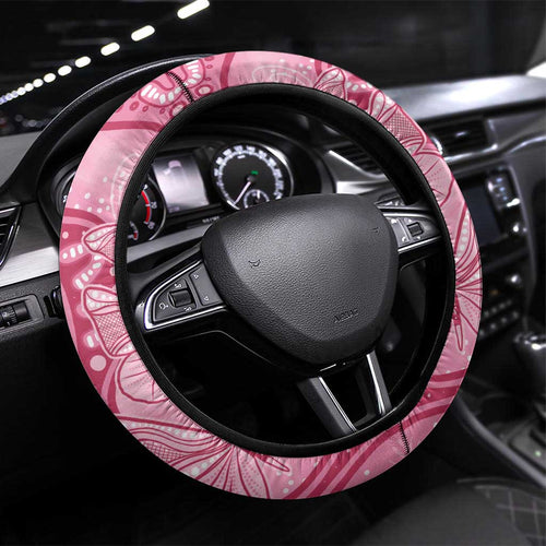 Australia Indigenous Steering Wheel Cover Breast Cancer Pink Aboriginal Butterfly