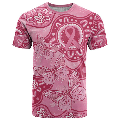 Australia Indigenous T Shirt Breast Cancer Pink Aboriginal Butterfly
