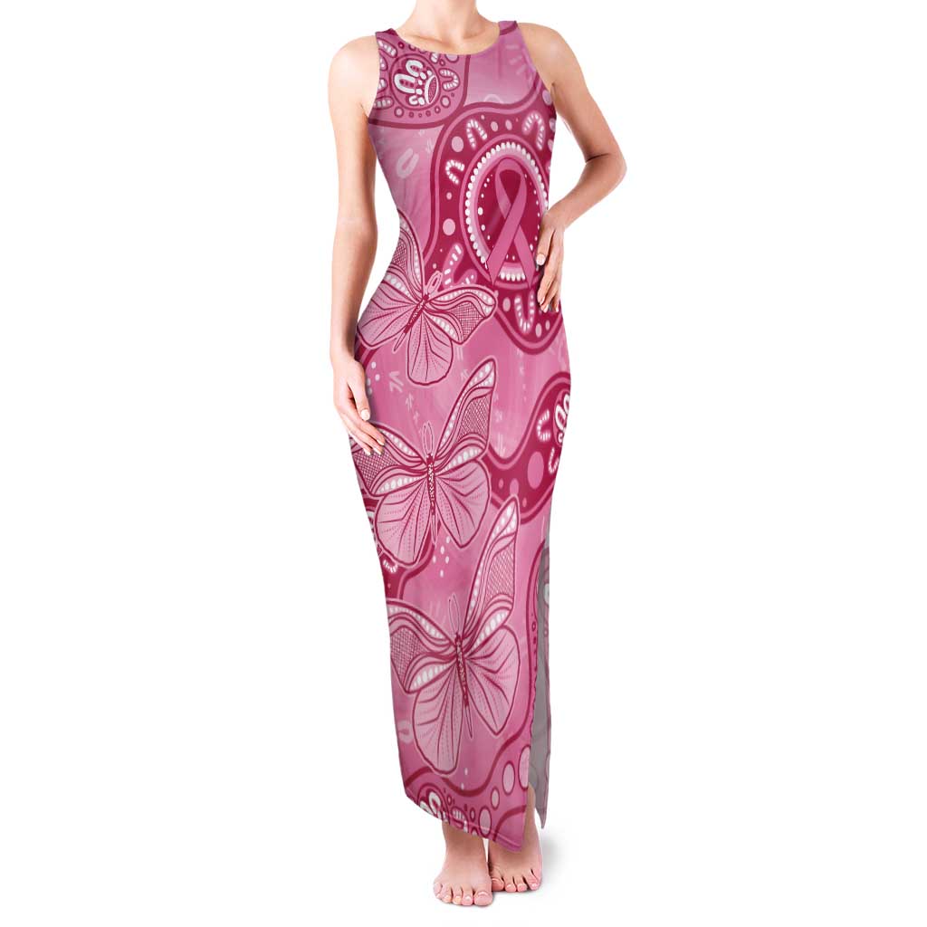 Australia Indigenous Tank Maxi Dress Breast Cancer Pink Aboriginal Butterfly