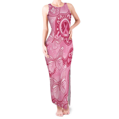 Australia Indigenous Tank Maxi Dress Breast Cancer Pink Aboriginal Butterfly