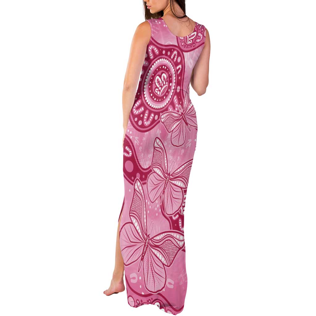Australia Indigenous Tank Maxi Dress Breast Cancer Pink Aboriginal Butterfly