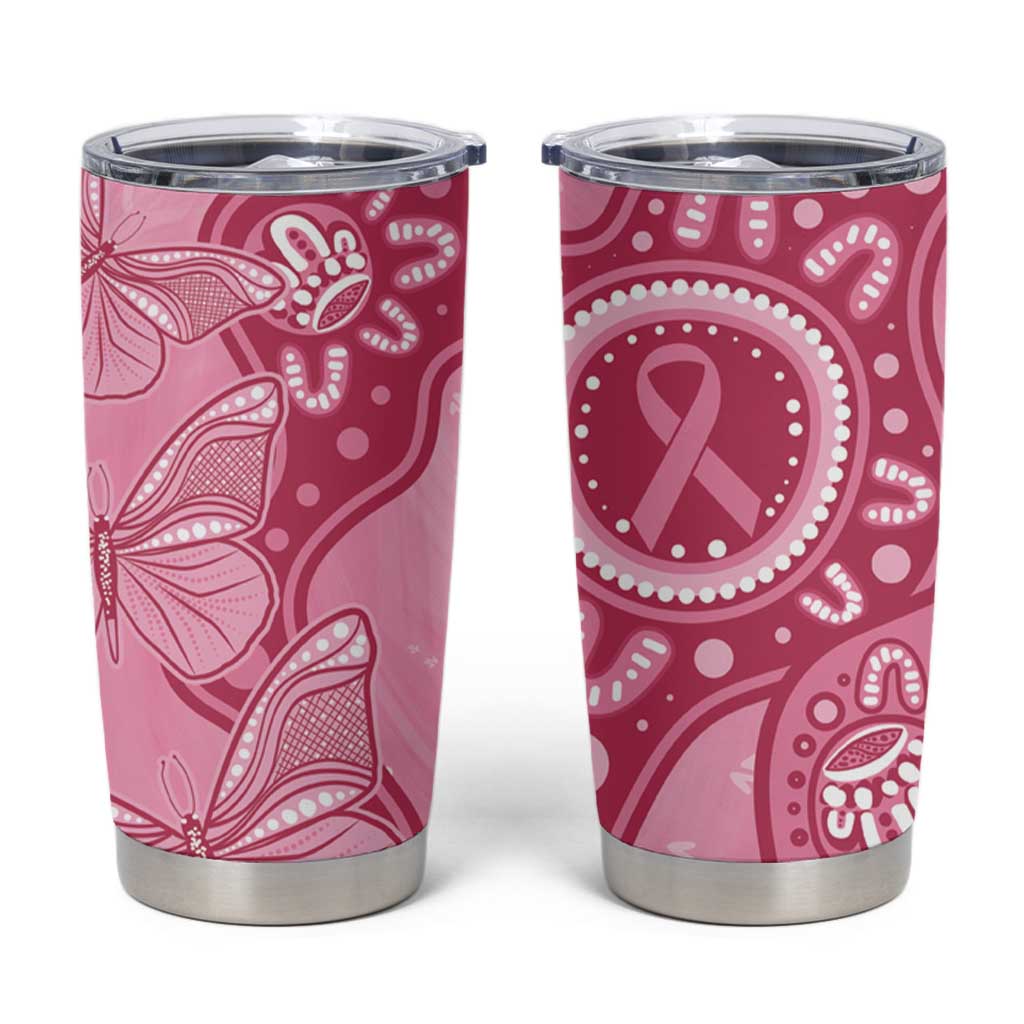 Australia Indigenous Tumbler Cup Breast Cancer Pink Aboriginal Butterfly