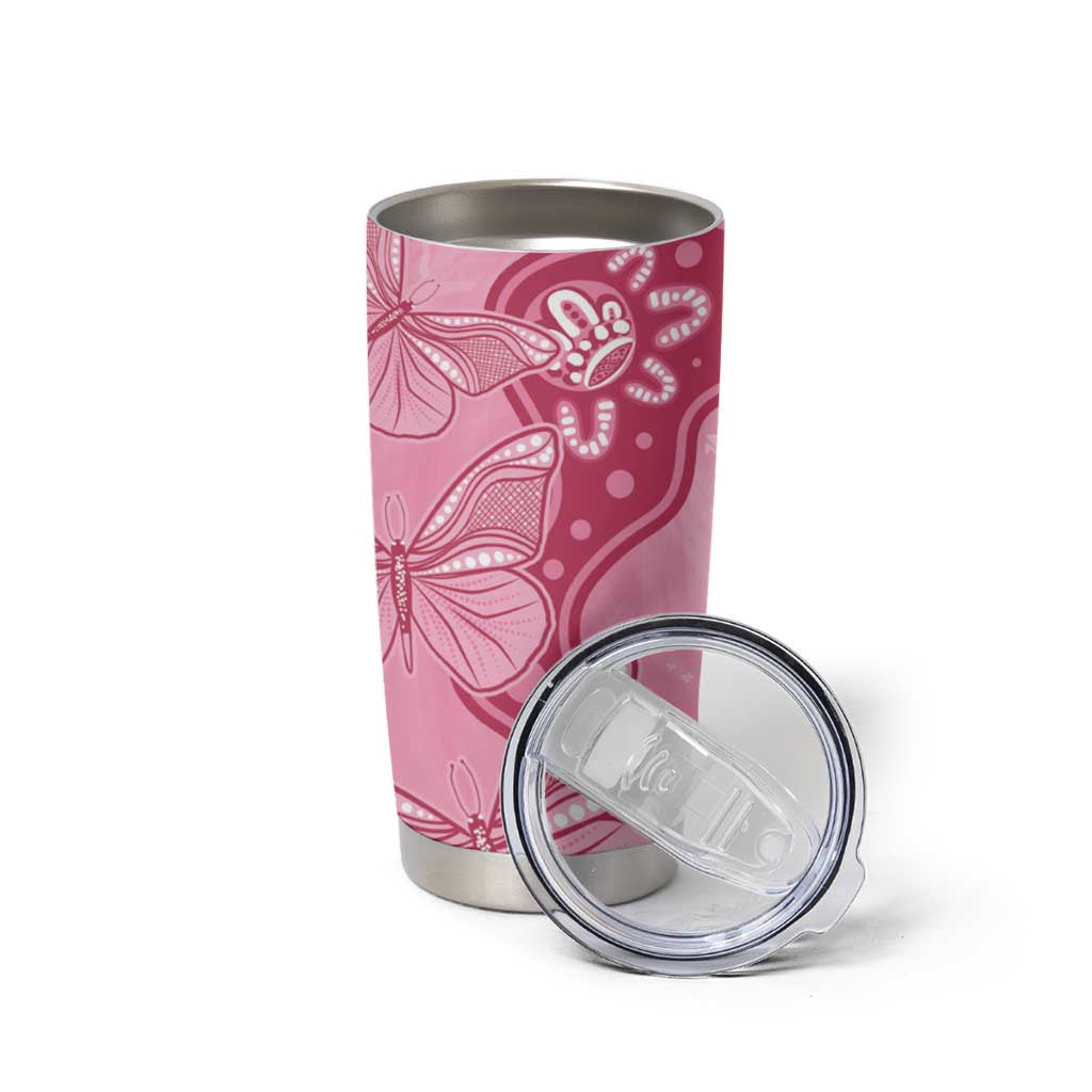Australia Indigenous Tumbler Cup Breast Cancer Pink Aboriginal Butterfly