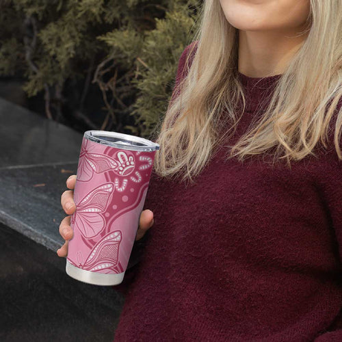 Australia Indigenous Tumbler Cup Breast Cancer Pink Aboriginal Butterfly