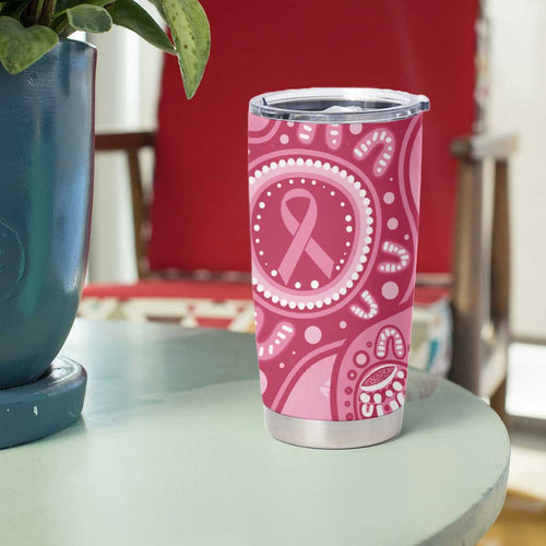 Australia Indigenous Tumbler Cup Breast Cancer Pink Aboriginal Butterfly