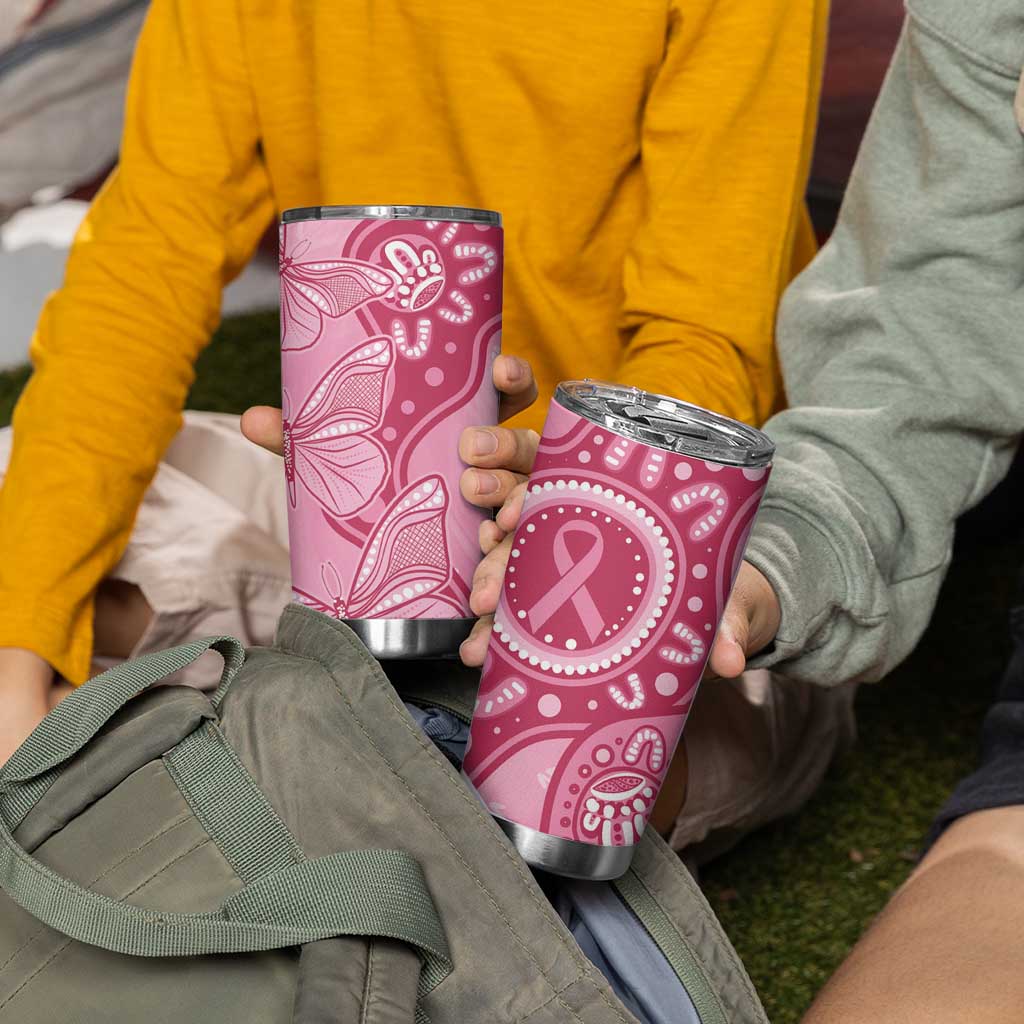 Australia Indigenous Tumbler Cup Breast Cancer Pink Aboriginal Butterfly
