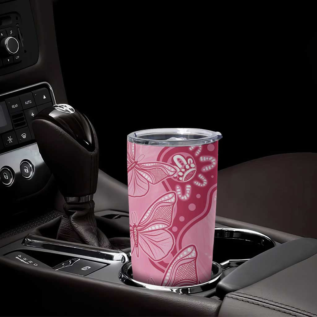 Australia Indigenous Tumbler Cup Breast Cancer Pink Aboriginal Butterfly