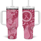 Australia Indigenous Tumbler With Handle Breast Cancer Pink Aboriginal Butterfly