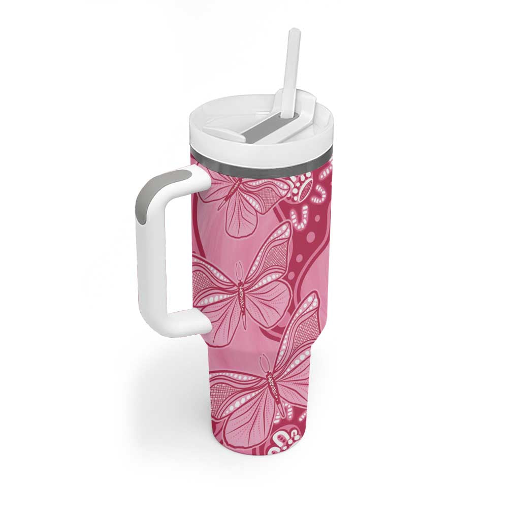 Australia Indigenous Tumbler With Handle Breast Cancer Pink Aboriginal Butterfly