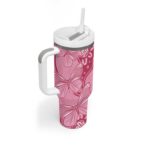 Australia Indigenous Tumbler With Handle Breast Cancer Pink Aboriginal Butterfly