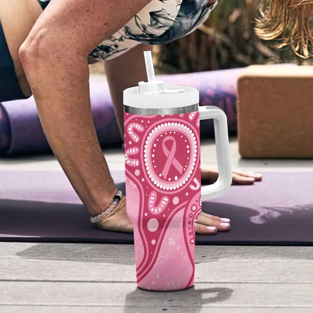 Australia Indigenous Tumbler With Handle Breast Cancer Pink Aboriginal Butterfly