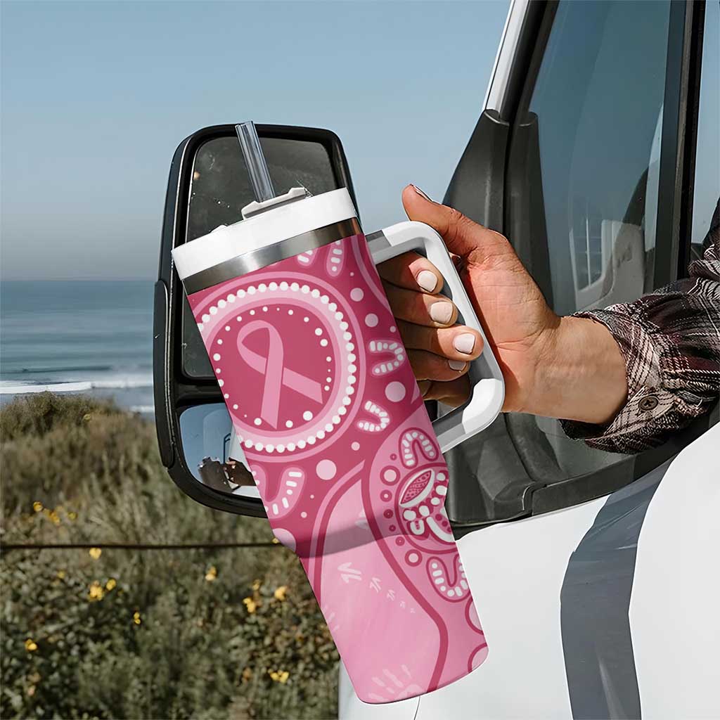 Australia Indigenous Tumbler With Handle Breast Cancer Pink Aboriginal Butterfly
