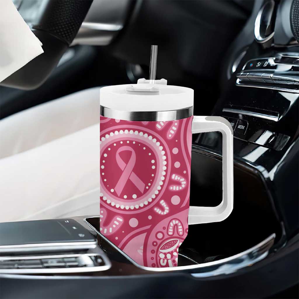 Australia Indigenous Tumbler With Handle Breast Cancer Pink Aboriginal Butterfly