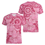 Australia Indigenous Women V-Neck T-Shirt Breast Cancer Pink Aboriginal Butterfly