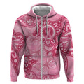 Australia Indigenous Zip Hoodie Breast Cancer Pink Aboriginal Butterfly