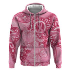 Australia Indigenous Zip Hoodie Breast Cancer Pink Aboriginal Butterfly