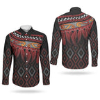 Aotearoa Maori Ngapuhi Iwi Couples Matching Mermaid Dress and Long Sleeve Button Shirt Korowai Tukutuku Kaokao Motifs