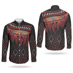 Aotearoa Maori Ngapuhi Iwi Couples Matching Off Shoulder Maxi Dress and Long Sleeve Button Shirt Korowai Tukutuku Kaokao Motifs
