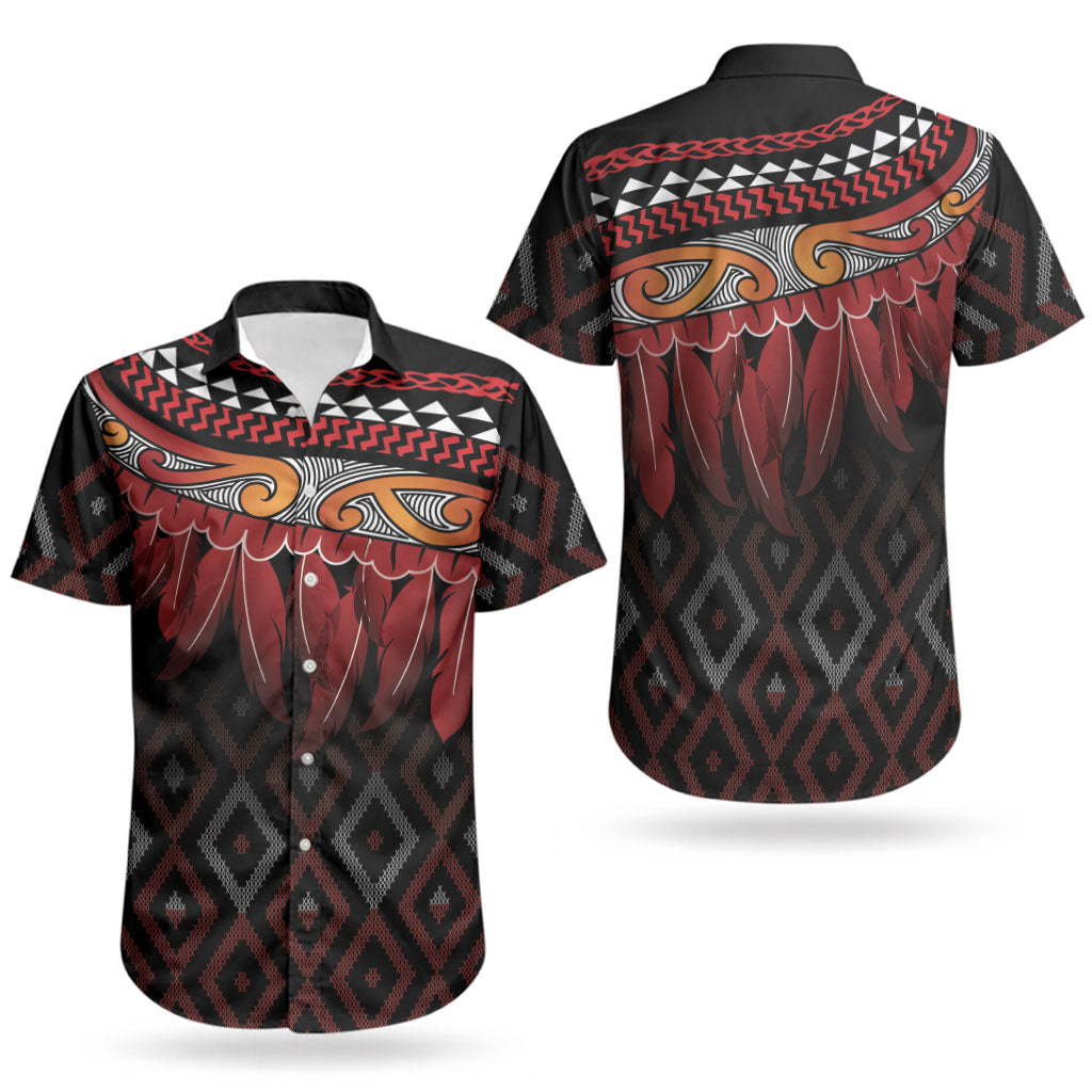 Aotearoa Maori Ngapuhi Iwi Couples Matching Short Sleeve Bodycon Dress and Hawaiian Shirt Korowai Tukutuku Kaokao Motifs