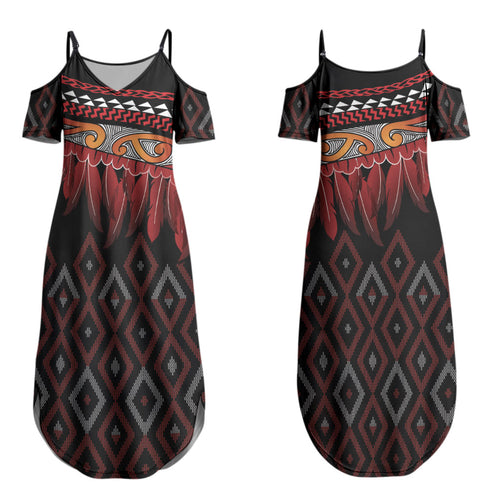 Aotearoa Maori Ngapuhi Iwi Couples Matching Summer Maxi Dress and Hawaiian Shirt Korowai Tukutuku Kaokao Motifs