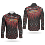 Aotearoa Maori Ngapuhi Iwi Couples Matching Summer Maxi Dress and Long Sleeve Button Shirt Korowai Tukutuku Kaokao Motifs