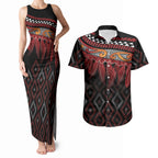 Aotearoa Maori Ngapuhi Iwi Couples Matching Tank Maxi Dress and Hawaiian Shirt Korowai Tukutuku Kaokao Motifs
