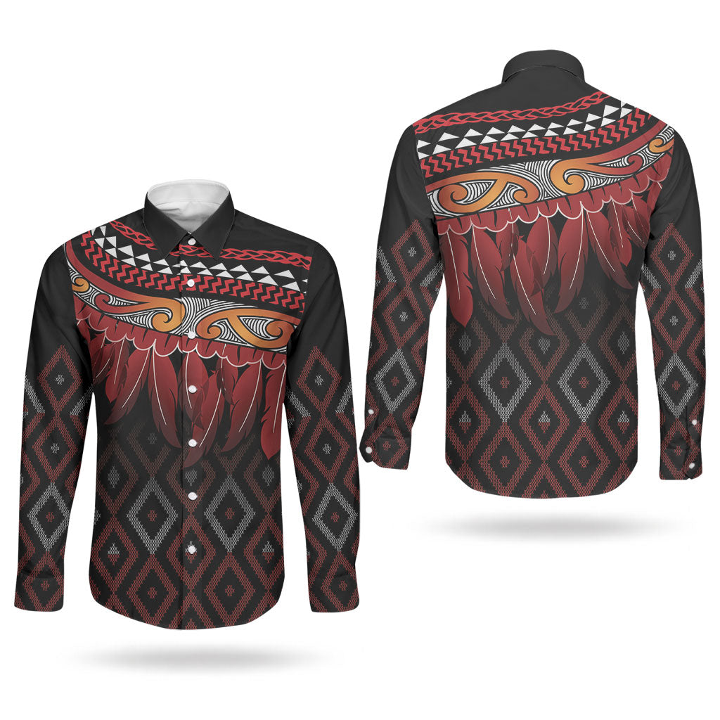 Aotearoa Maori Ngapuhi Iwi Couples Matching Tank Maxi Dress and Long Sleeve Button Shirt Korowai Tukutuku Kaokao Motifs