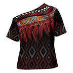 Aotearoa Maori Ngapuhi Iwi Cross Shoulder Shirt Korowai Tukutuku Kaokao Motifs