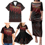 Aotearoa Maori Ngapuhi Iwi Family Matching Puletasi and Hawaiian Shirt Korowai Tukutuku Kaokao Motifs