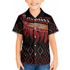 Aotearoa Maori Ngapuhi Iwi Kid Hawaiian Shirt Korowai Tukutuku Kaokao Motifs