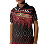 Aotearoa Maori Ngapuhi Iwi Kid Polo Shirt Korowai Tukutuku Kaokao Motifs