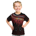 Aotearoa Maori Ngapuhi Iwi Kid T Shirt Korowai Tukutuku Kaokao Motifs