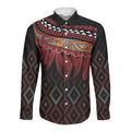 Aotearoa Maori Ngapuhi Iwi Long Sleeve Button Shirt Korowai Tukutuku Kaokao Motifs