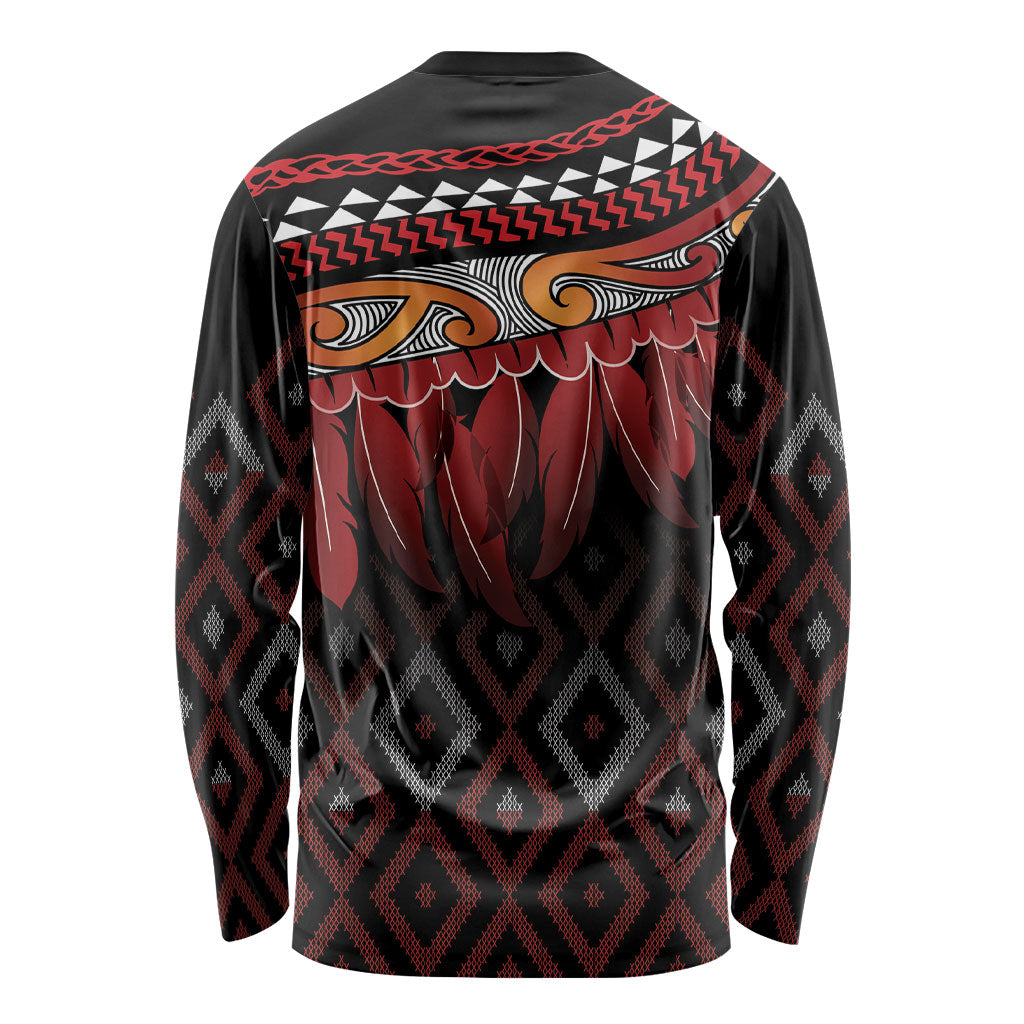 Aotearoa Maori Ngapuhi Iwi Long Sleeve Shirt Korowai Tukutuku Kaokao Motifs