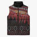 Aotearoa Maori Ngapuhi Iwi Sleeveless Puffer Jacket Korowai Tukutuku Kaokao Motifs