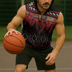 Aotearoa Maori Ngapuhi Iwi Sleeveless Zip Hoodie Korowai Tukutuku Kaokao Motifs