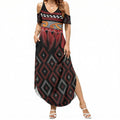 Aotearoa Maori Ngapuhi Iwi Summer Maxi Dress Korowai Tukutuku Kaokao Motifs