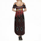 Aotearoa Maori Ngapuhi Iwi Summer Maxi Dress Korowai Tukutuku Kaokao Motifs