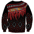 Aotearoa Maori Ngapuhi Iwi Sweatshirt Korowai Tukutuku Kaokao Motifs