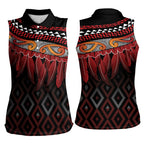 Aotearoa Maori Ngapuhi Iwi Women Sleeveless Polo Shirt Korowai Tukutuku Kaokao Motifs