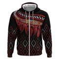 Aotearoa Maori Ngapuhi Iwi Zip Hoodie Korowai Tukutuku Kaokao Motifs