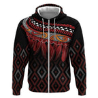 Aotearoa Maori Ngapuhi Iwi Zip Hoodie Korowai Tukutuku Kaokao Motifs