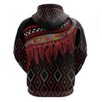 Aotearoa Maori Ngapuhi Iwi Zip Hoodie Korowai Tukutuku Kaokao Motifs